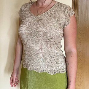 Gold and Tan Crochet Top